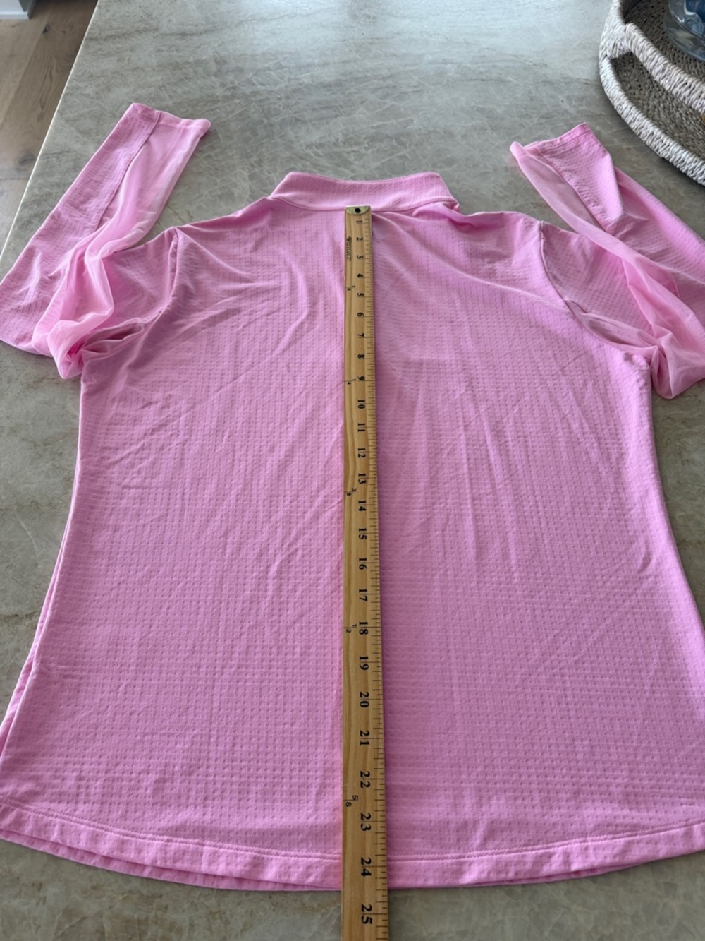 IBKUL Womens Mesh Long Sleeve Mock Neck 1/4 Zip Top Pink Nylon Icefil Large - Picture 4 of 6